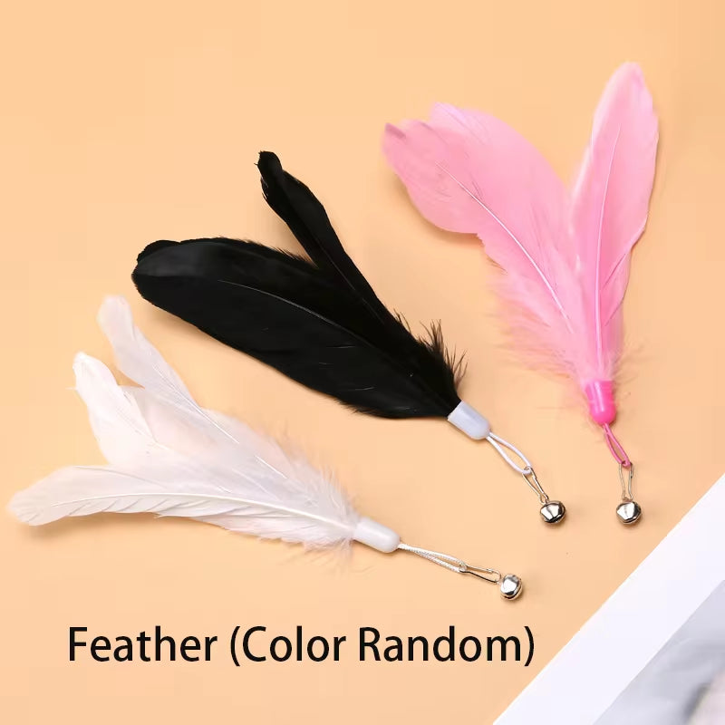 Interactive Cat Toy Handfree Cat Stick Playing Kitten Playing Teaser Wand Toy Suction Cup Bird/Feather Cat Wand Pet Supplies